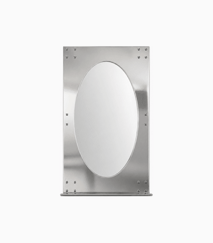 Architectural Polished Steel Oval Mirror