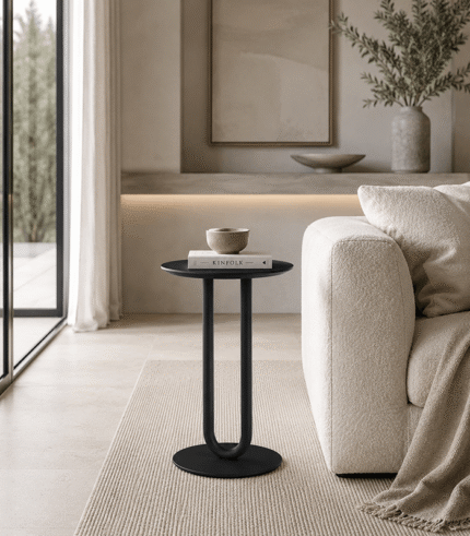 Sculptural Round Metal Side Table
