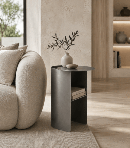 Sculptural Stainless Steel Side Table