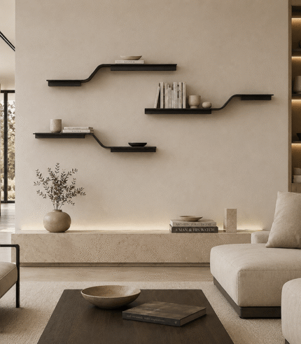 Sculptural Stainless Steel Floating Shelf