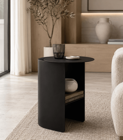 Minimalist Metal Side Table with Storage Shelf