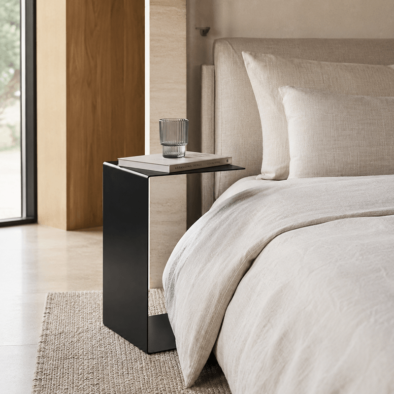 C-Shaped Stainless Steel Side Table