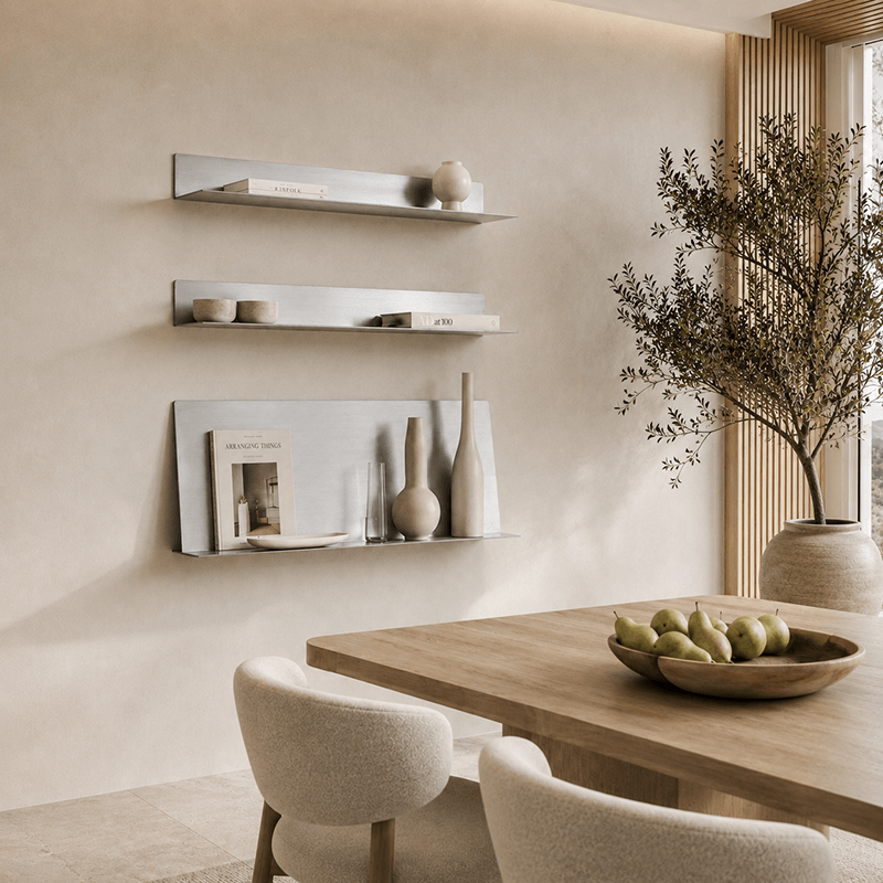Brushed Aluminum Wall Shelf Set