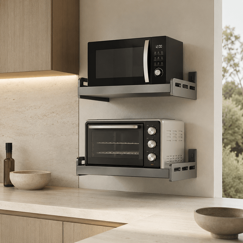 Wall-Mounted Steel Microwave Shelf