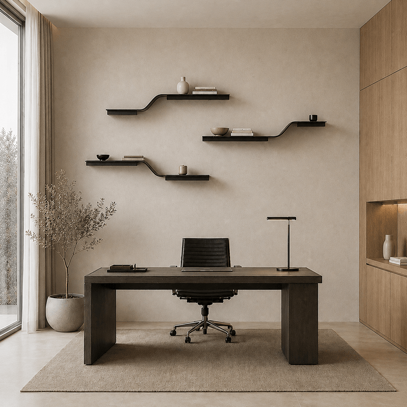Sculptural Stainless Steel Floating Shelf