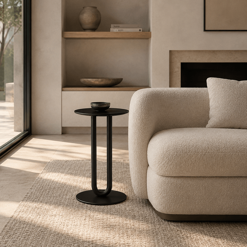 Sculptural Round Metal Side Table