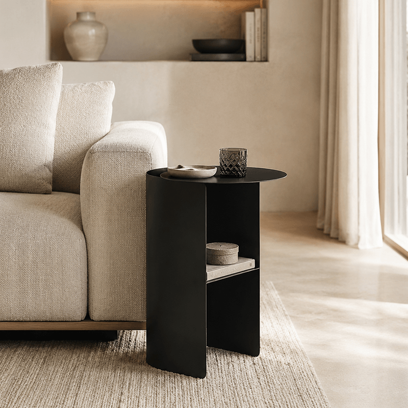 Minimalist Metal Side Table with Storage Shelf
