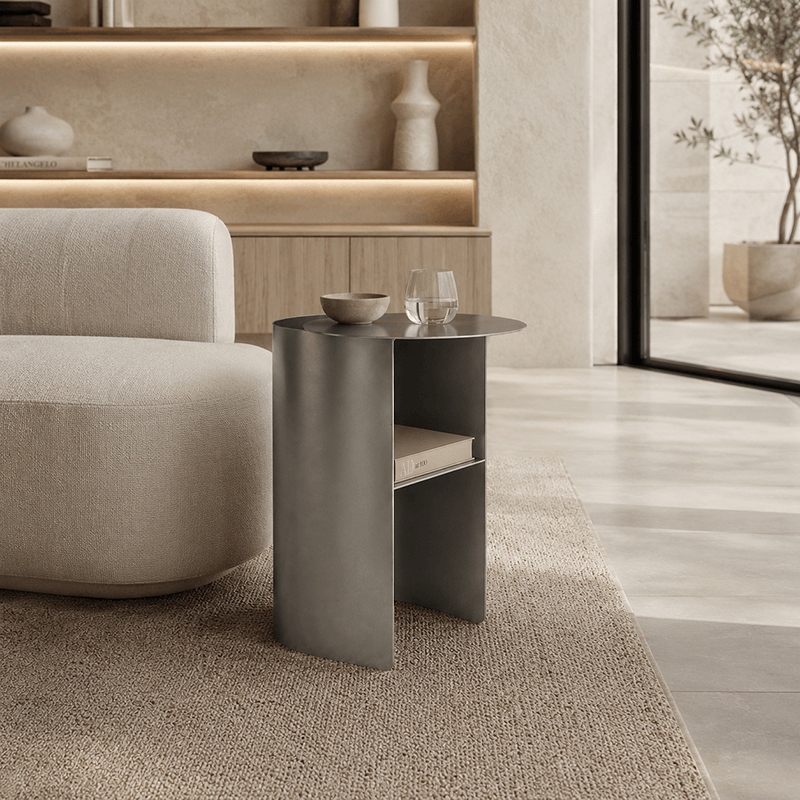 Sculptural Stainless Steel Side Table