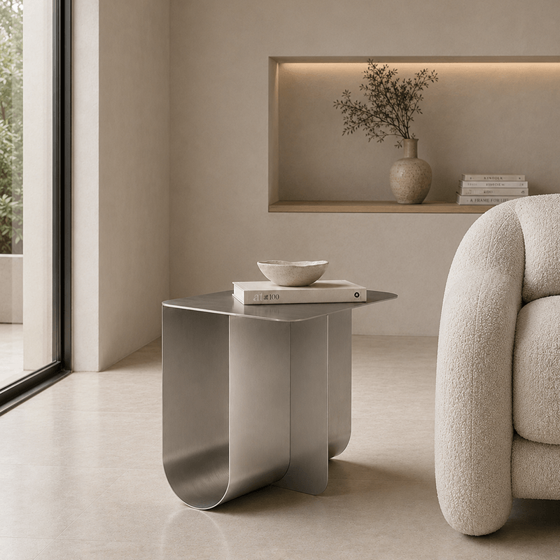 Sculptural Stainless Steel Coffee Table