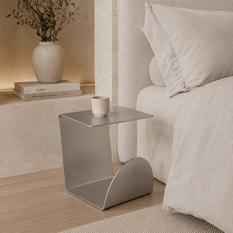 Sculpted C-Shaped Aluminium Side Table