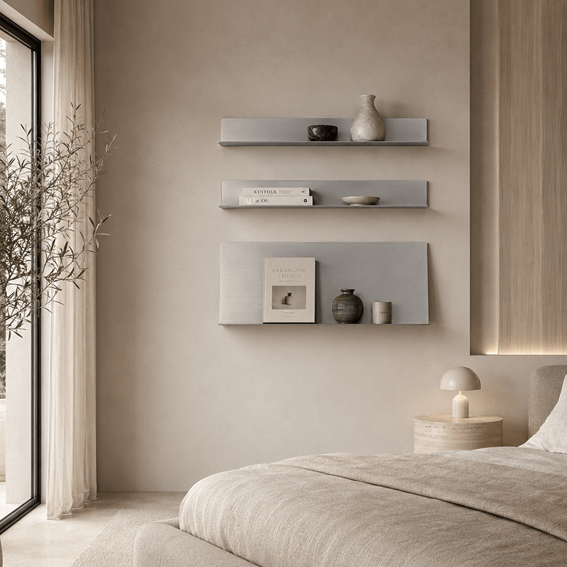 Brushed Aluminum Wall Shelf Set