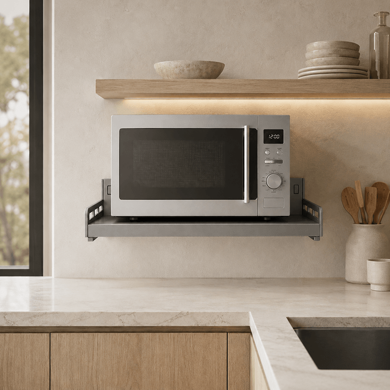 Wall-Mounted Steel Microwave Shelf