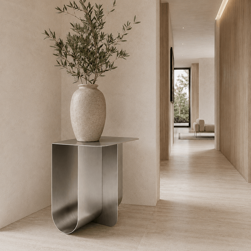 Sculptural Stainless Steel Coffee Table