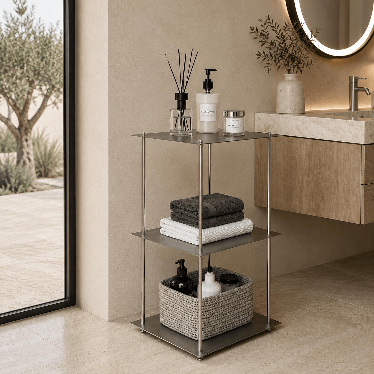 Modern 3-Tier Stainless Steel Storage Shelf
