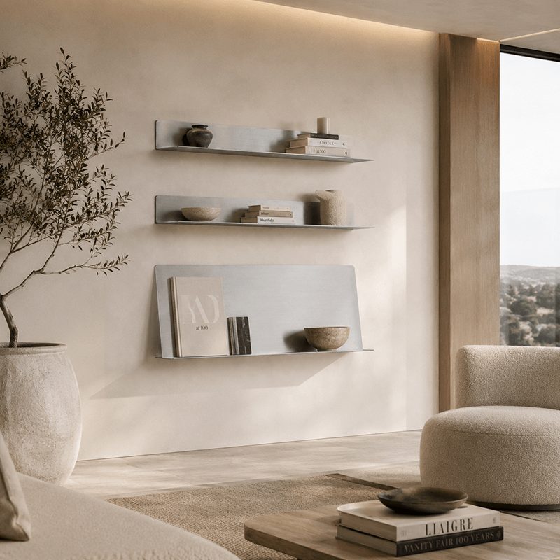 Brushed Aluminum Wall Shelf Set