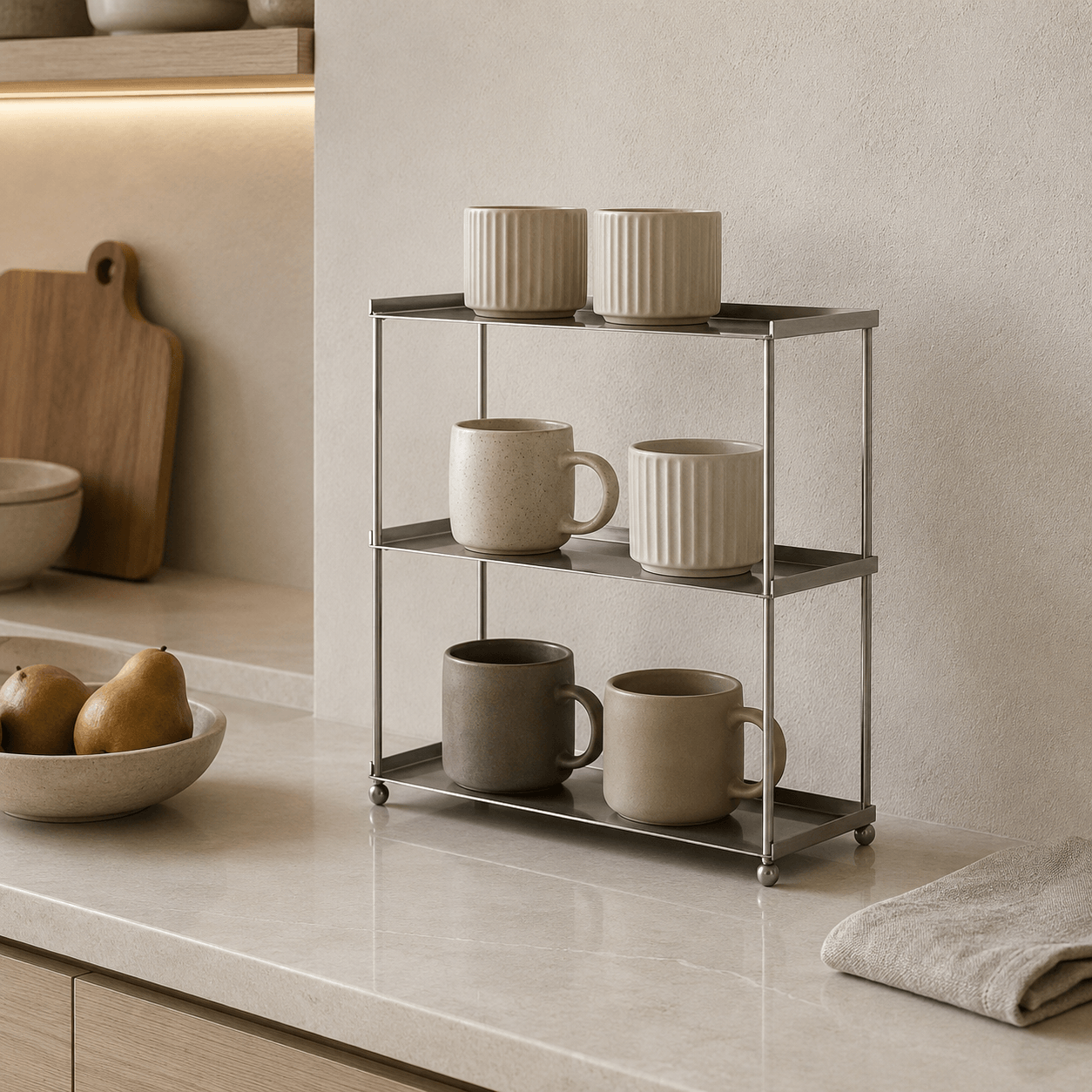 Stainless Steel 3-Tier Cup Shelf