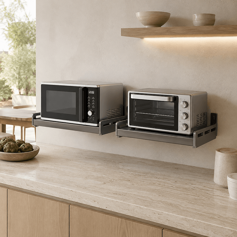 Wall-Mounted Steel Microwave Shelf