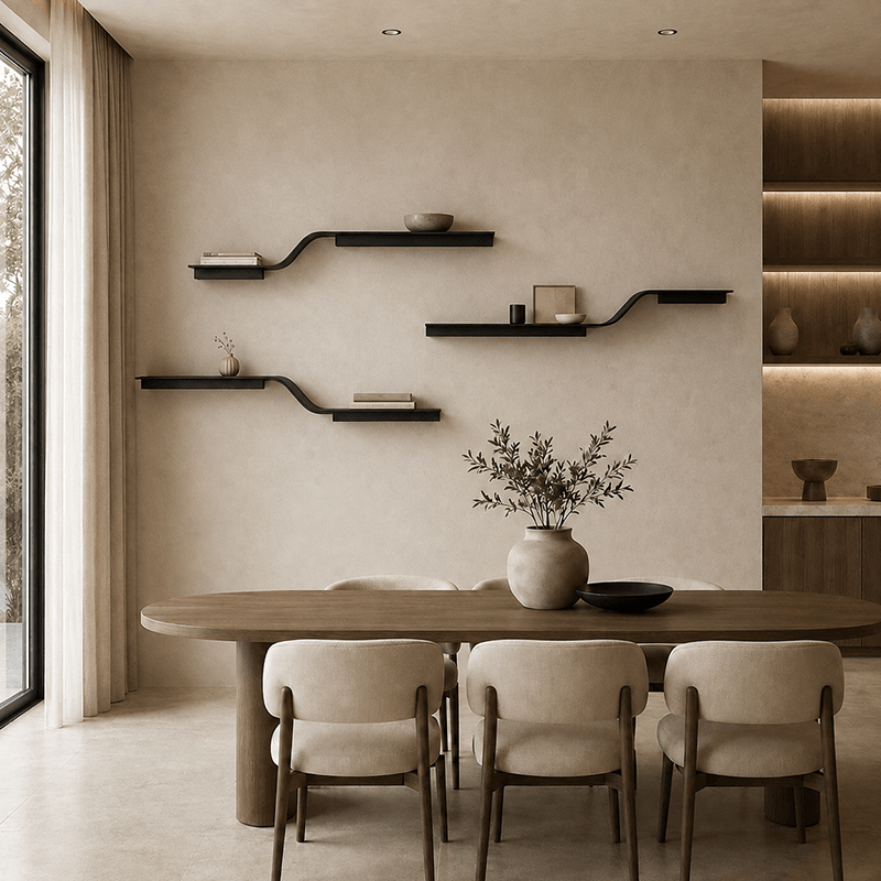 Sculptural Stainless Steel Floating Shelf