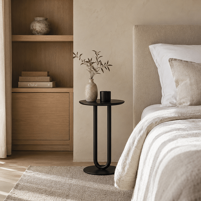 Sculptural Round Metal Side Table