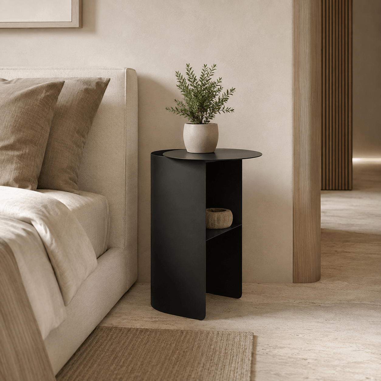 Minimalist Metal Side Table with Storage Shelf
