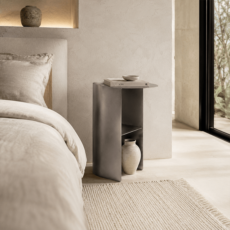 Sculptural Stainless Steel Side Table