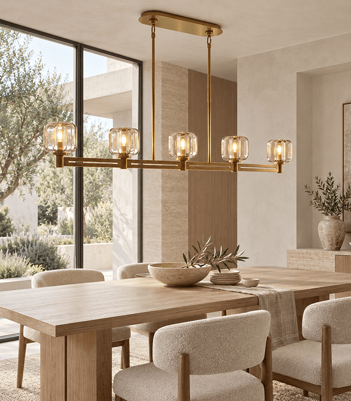 Linear Chandelier with Crystal Shades