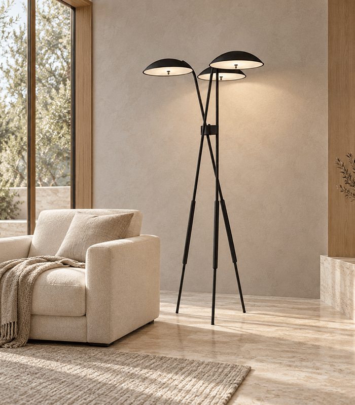 Floor Lamp with Three Sculptural Shades