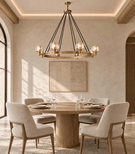 Round Chandelier with Crystal Glass Shades