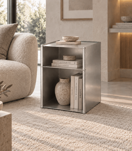 Aluminum Open-Shelf Side Table
