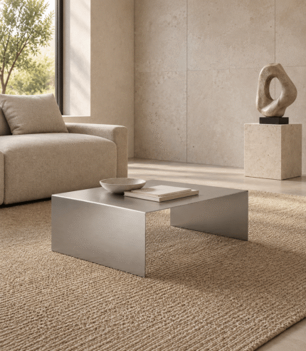 Sculptural Brushed Stainless Steel Coffee Table