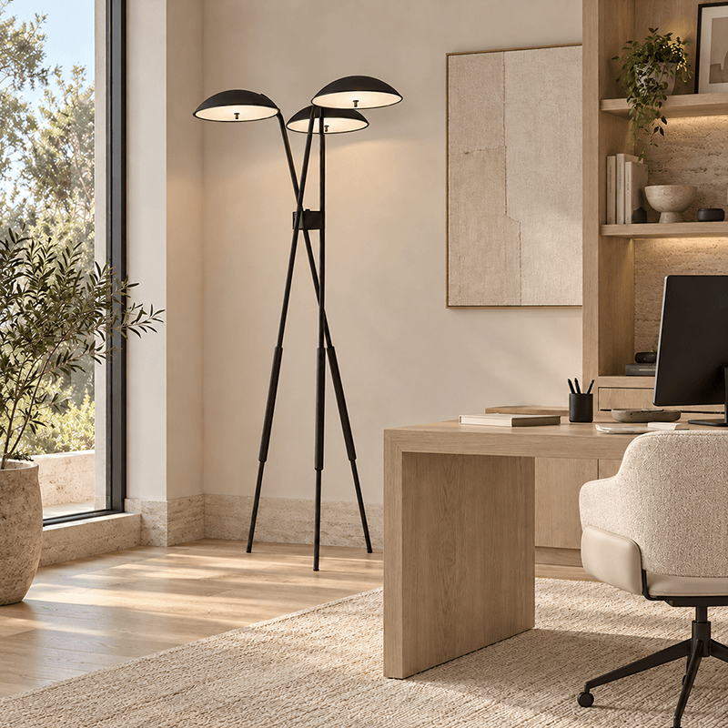Floor Lamp with Three Sculptural Shades