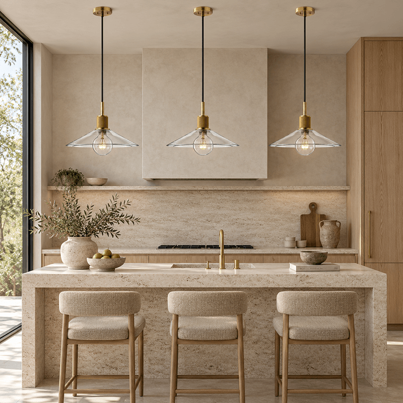 Glass Shade Aluminum Pendant Light