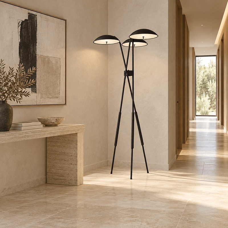 Floor Lamp with Three Sculptural Shades