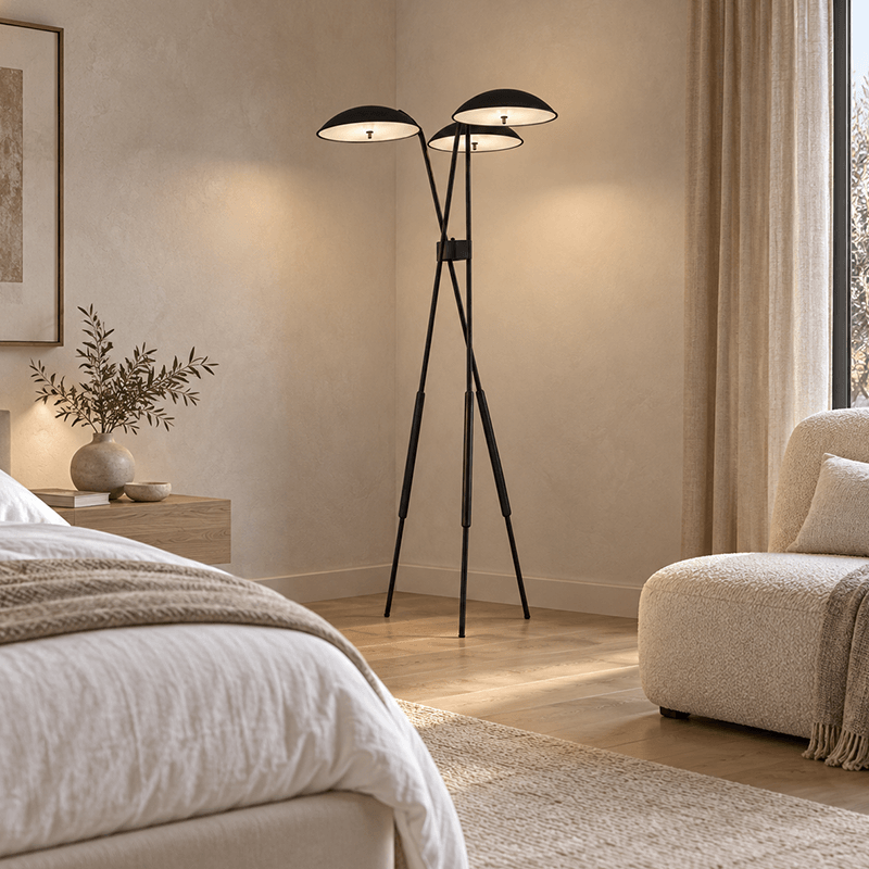 Floor Lamp with Three Sculptural Shades